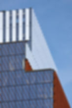 A close up of the facade at Boston University Center for Computing & Data Sciences
