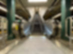 Newly designed escalator operating in NYC subway station