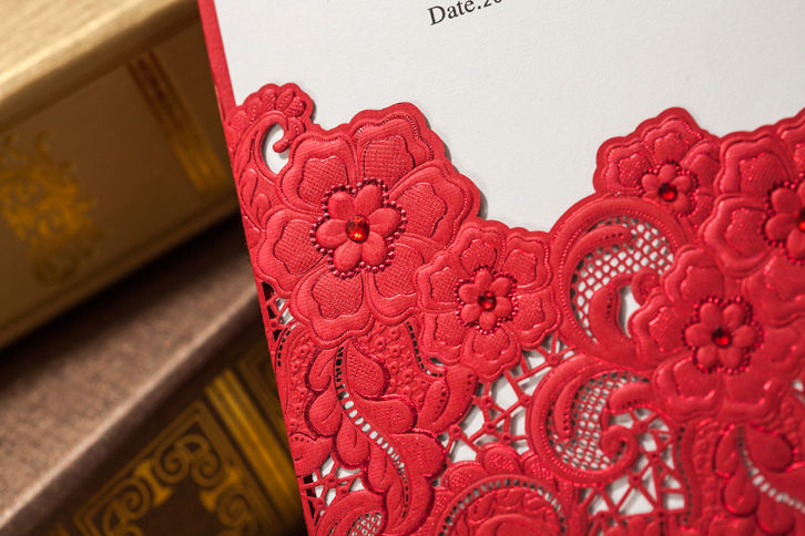 Thumbnail: Elegant red flowers laser invitation