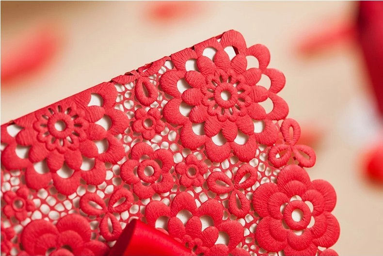 Thumbnail: Ribbon flower wedding invitation