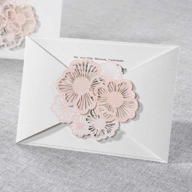 Pink flowers wedding invitation