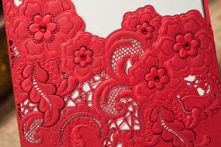 Thumbnail: Elegant red flowers laser invitation