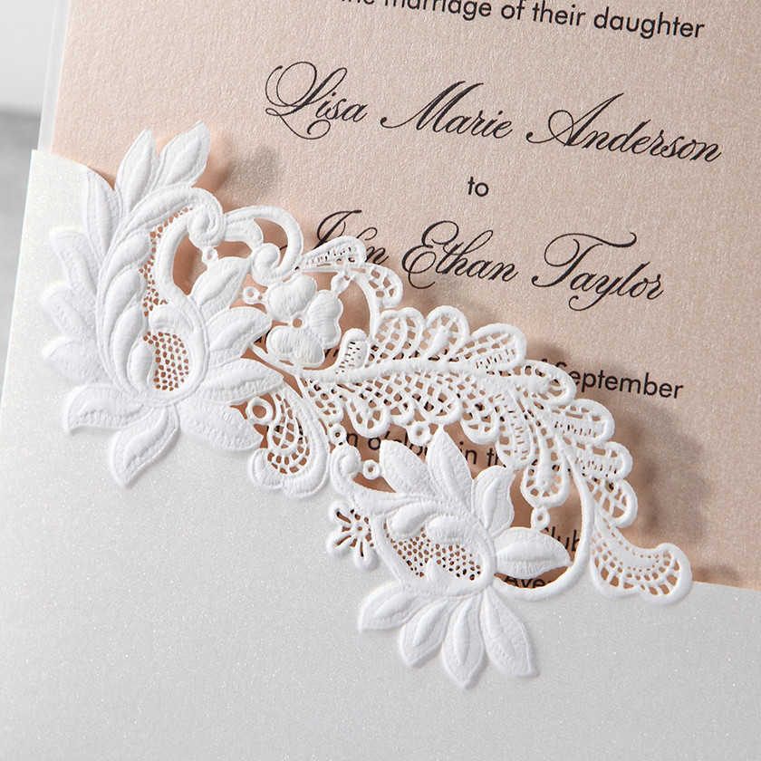 Emboss flowers wedding cards