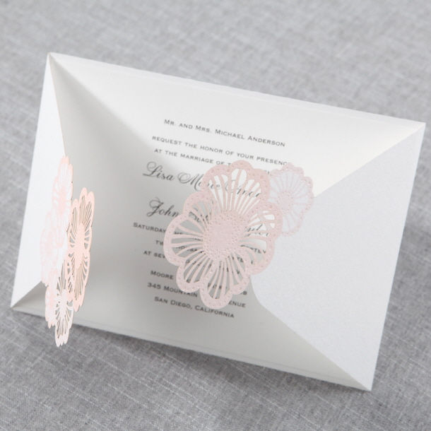 Thumbnail: Pink flowers wedding invitation