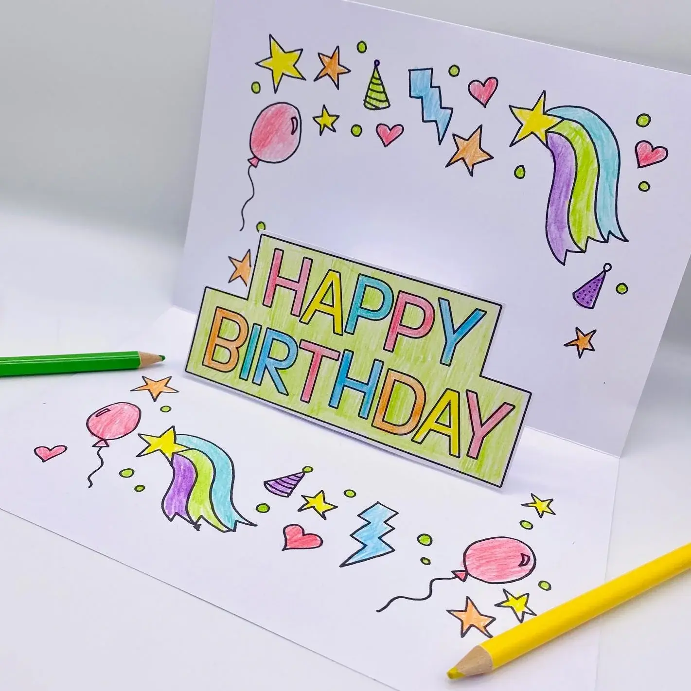 Happy Birthday Colour-In Pop Up Card