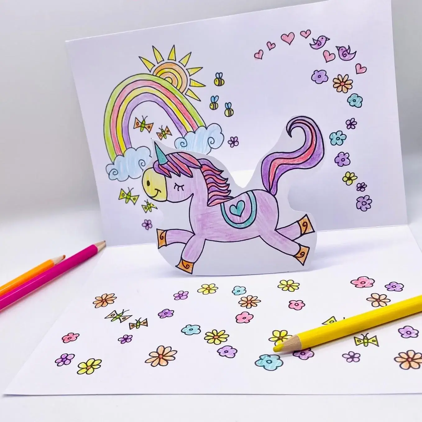 Unicorn Colour-In Pop Up Card