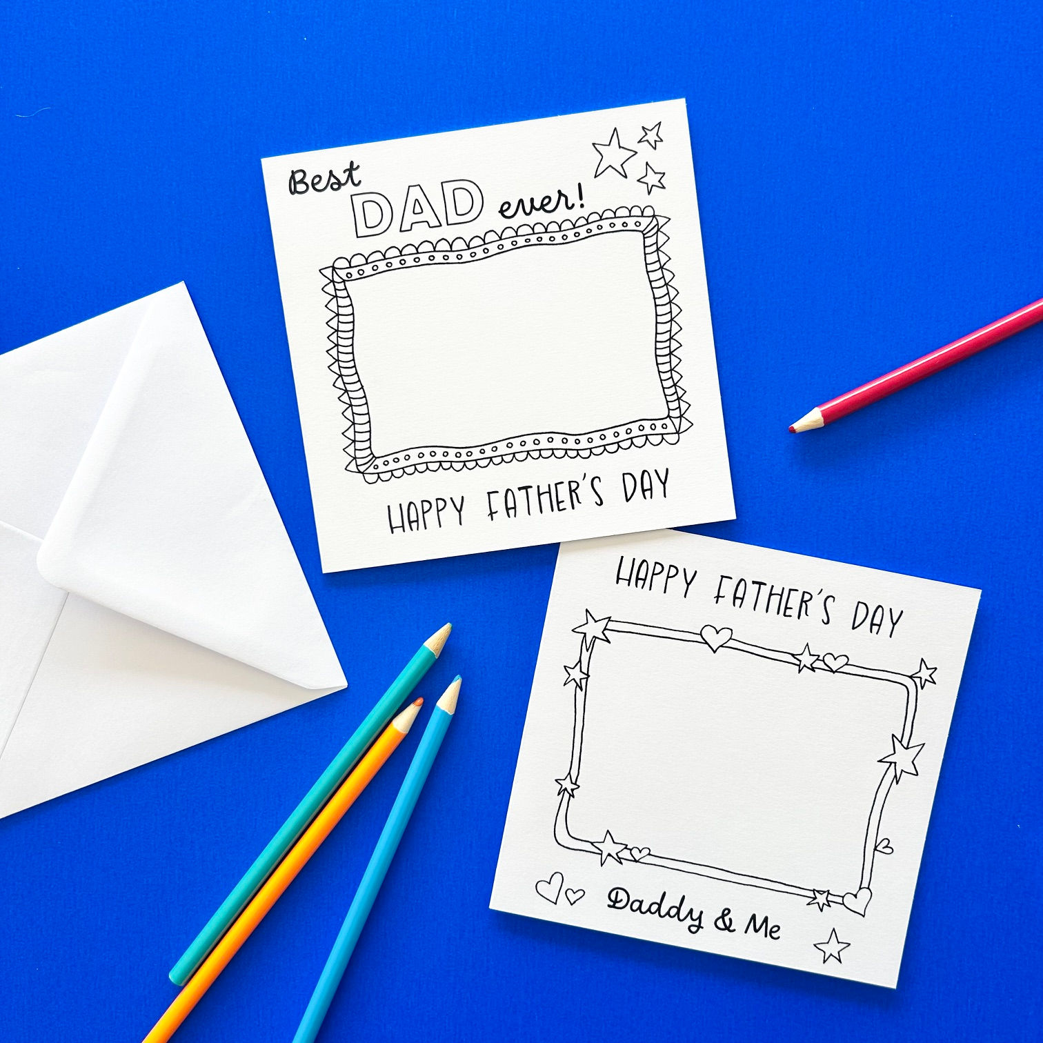 2 x Colour-In Father's Day Cards