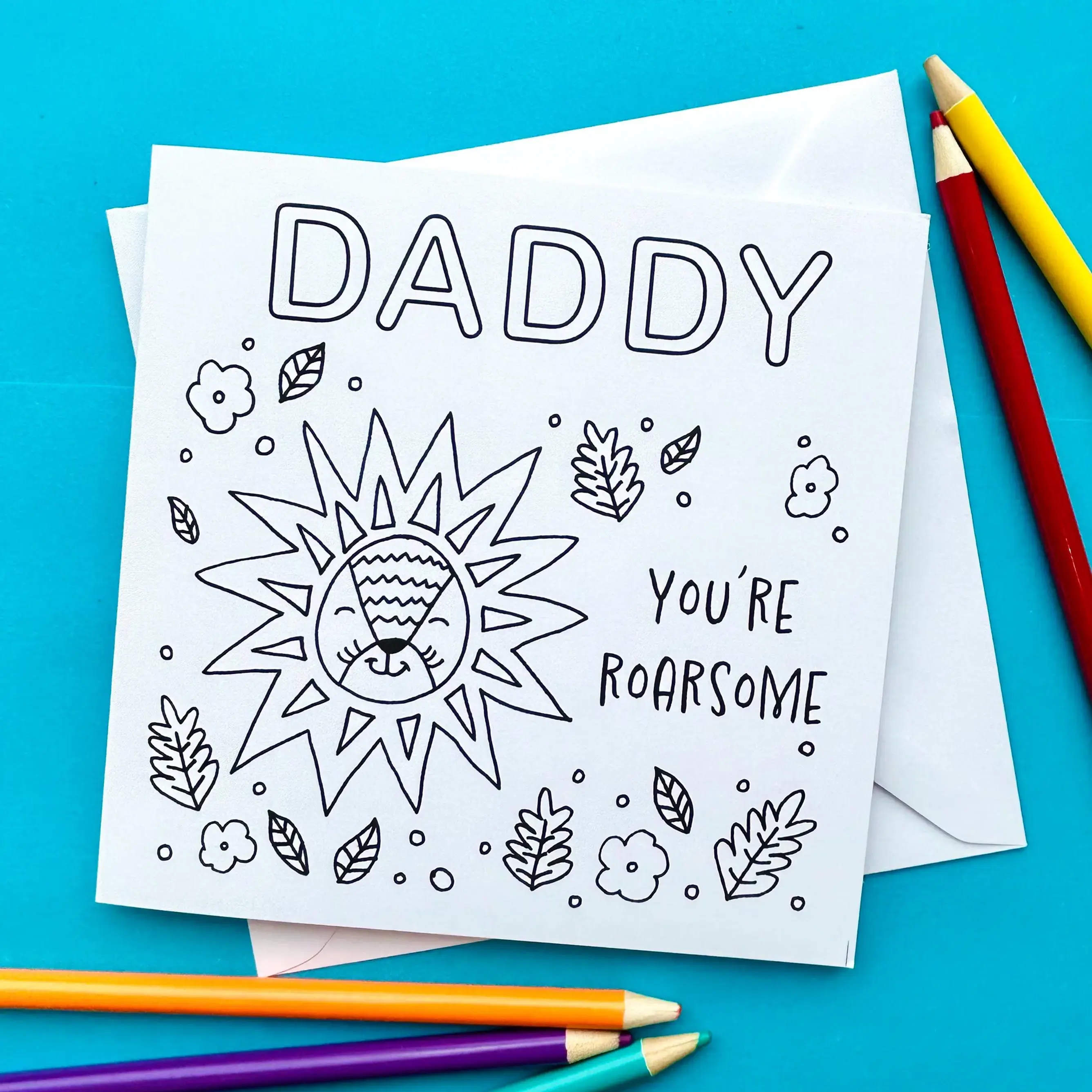 Roarsome Daddy Colour In Birthday Card