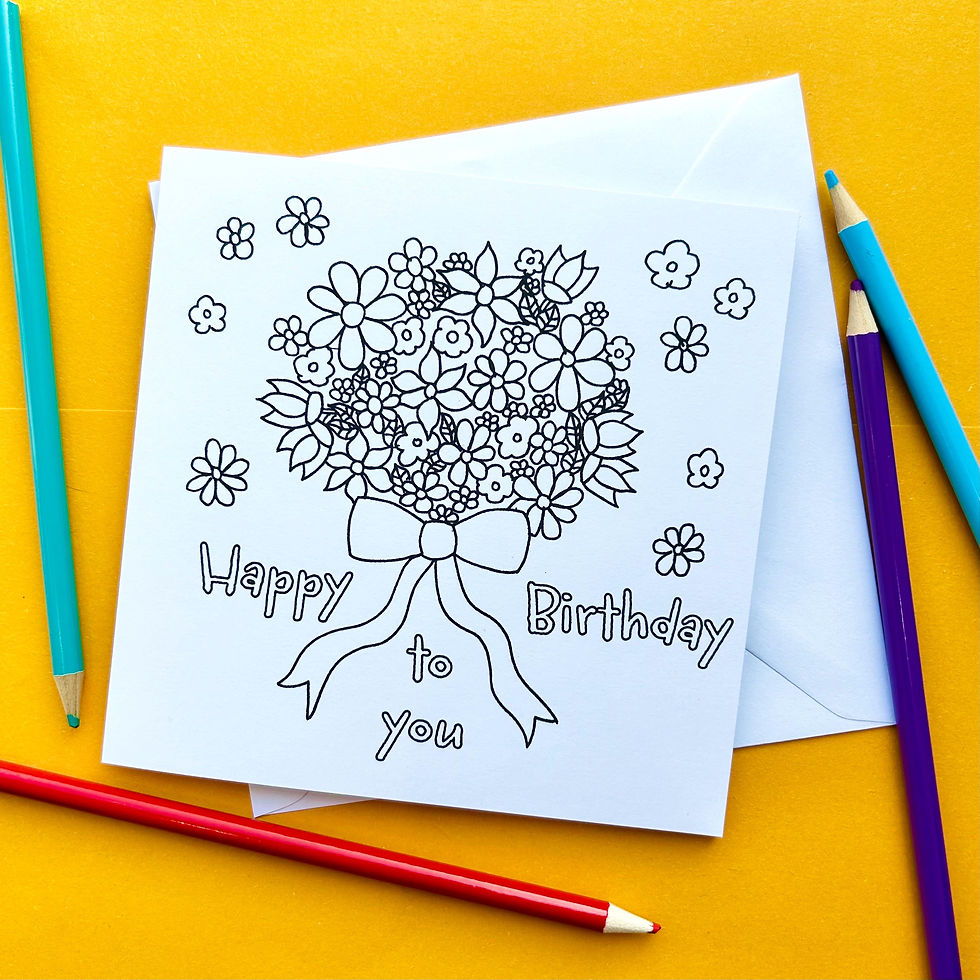 Thumbnail: Bunch of Flowers Happy Birthday Colour in Card
