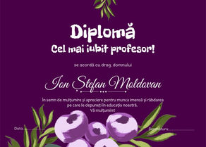 Diploma pentru cel mai iubit profesor