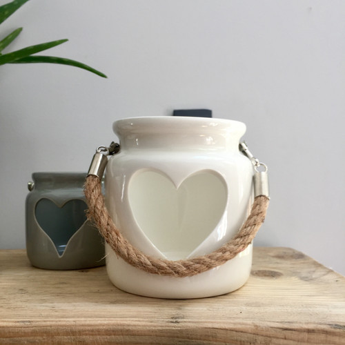 White Ceramic Heart Lantern