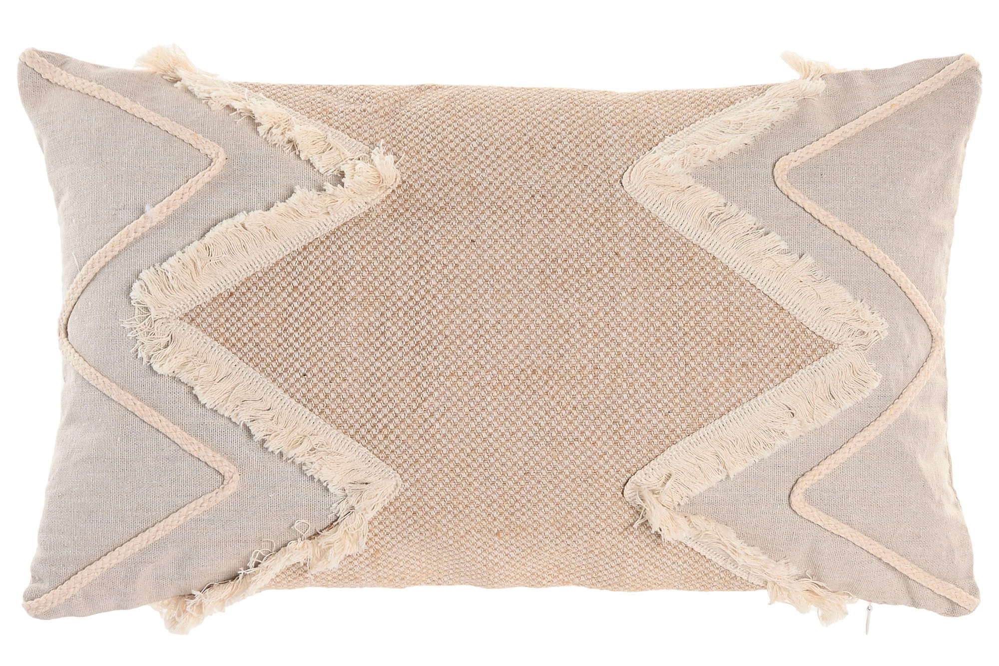 Cojín beige algodón yute alargado