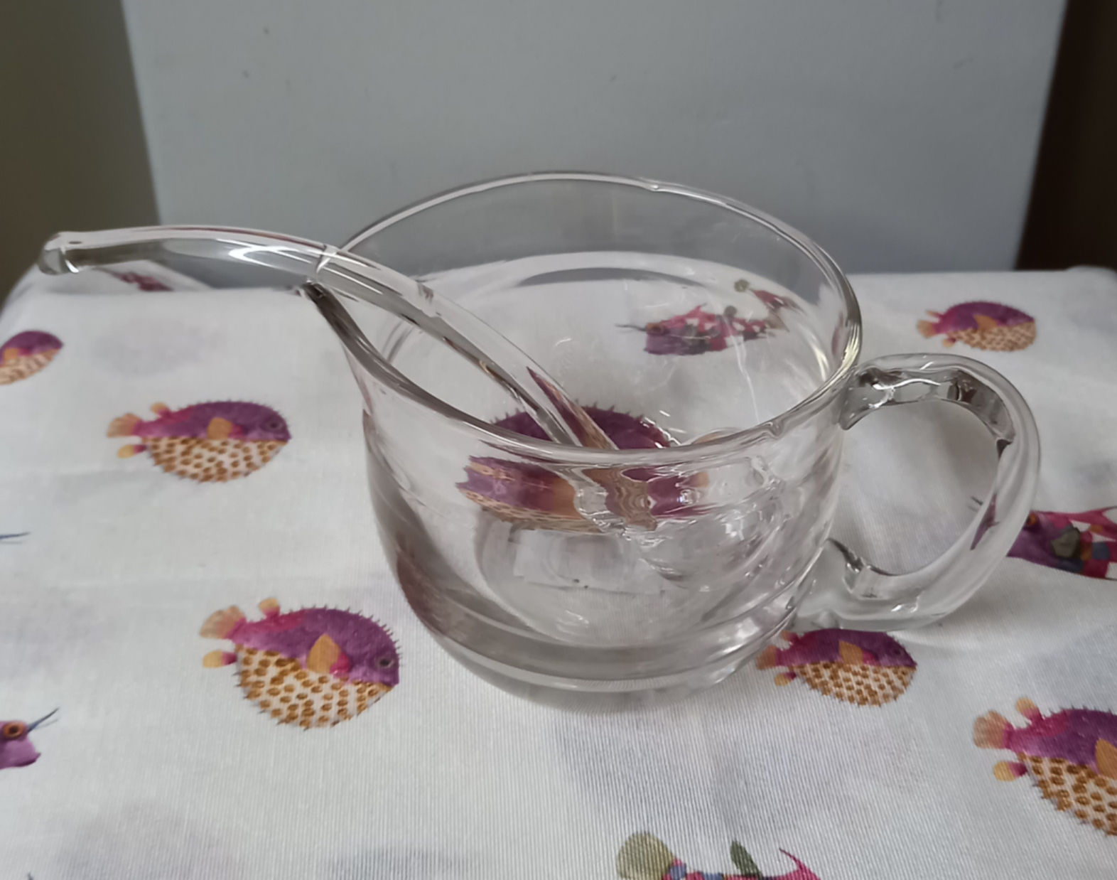 salsera con cuchara cristal