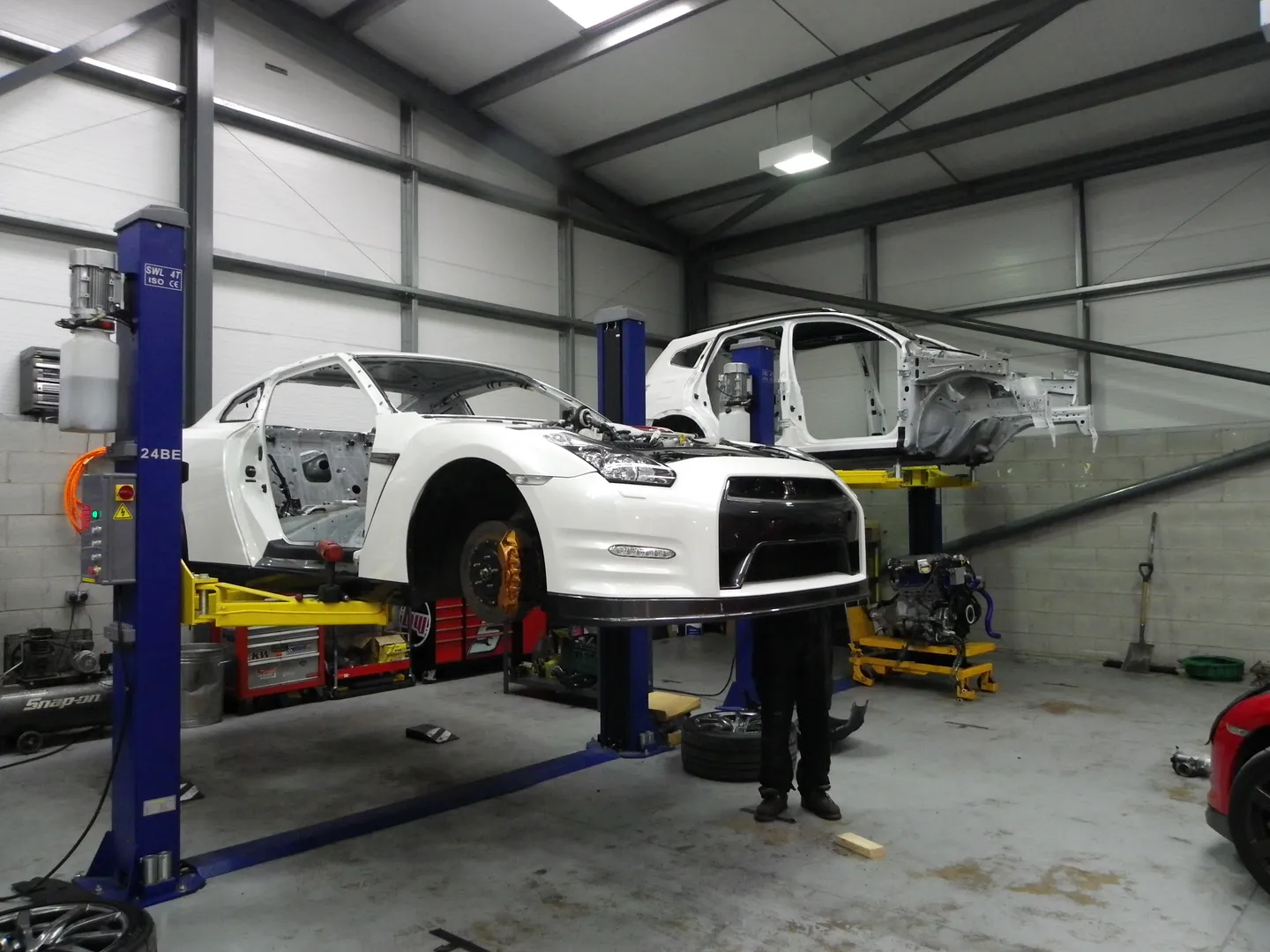 White GTR on ramp in bits