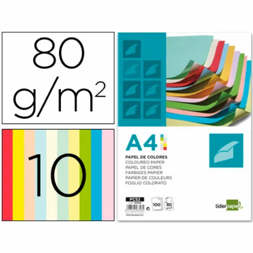 Miniatura: PAPEL 10 COLORES SURTIDOS LIDERPAPEL 80 GRS