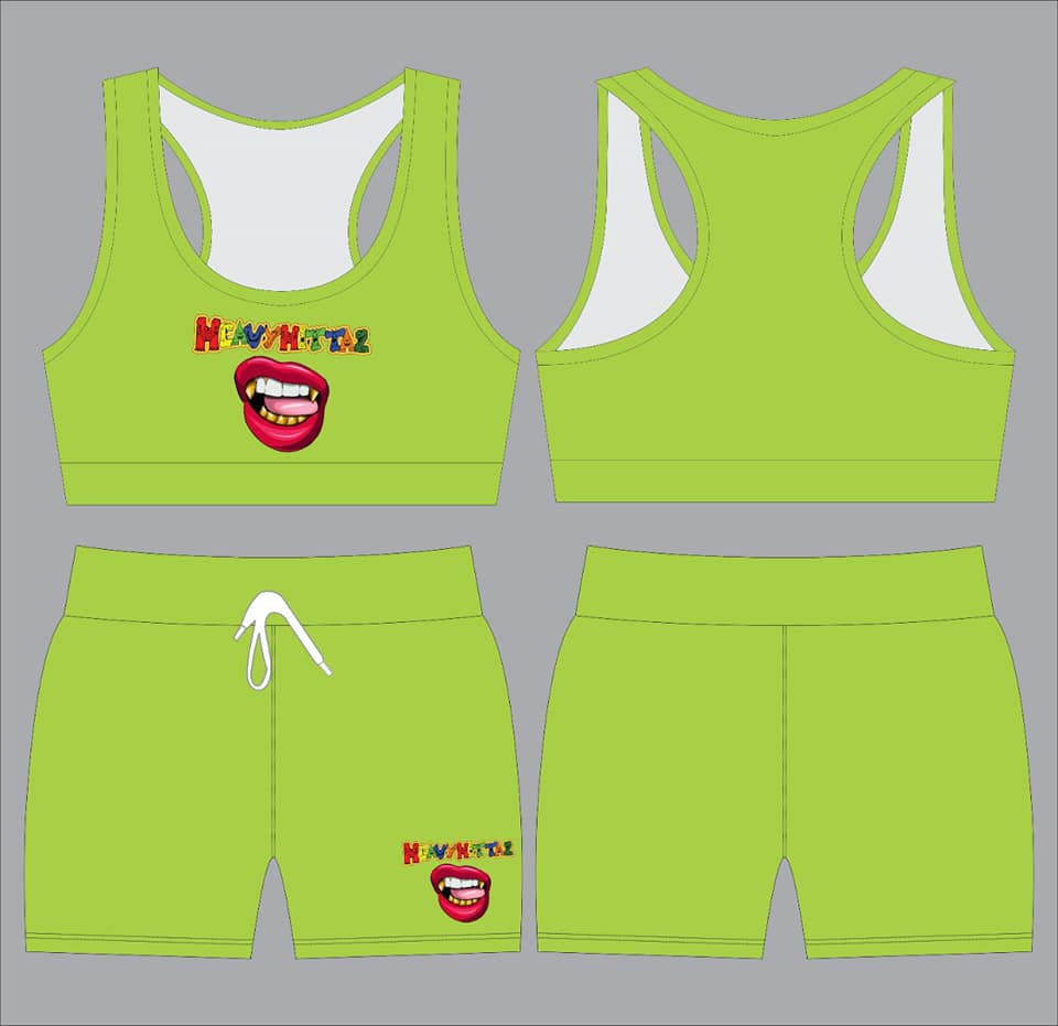 Thumbnail: HEAVY HITTAZ WOMEN'S SPORTS BRA TOP AND SHORTS