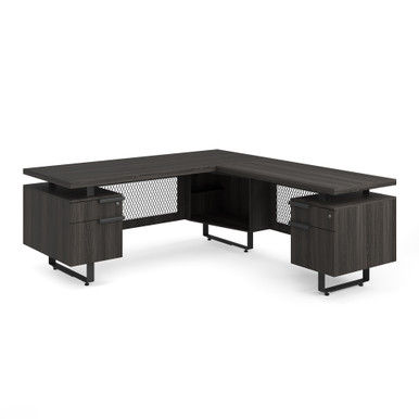 Palisades L Shape Double Pedestal Desk w/ Reversible Return | 72"W