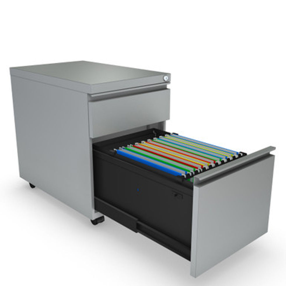Thumbnail: Variant 2 Drawer Metal File and Box Pedestal | 22"W