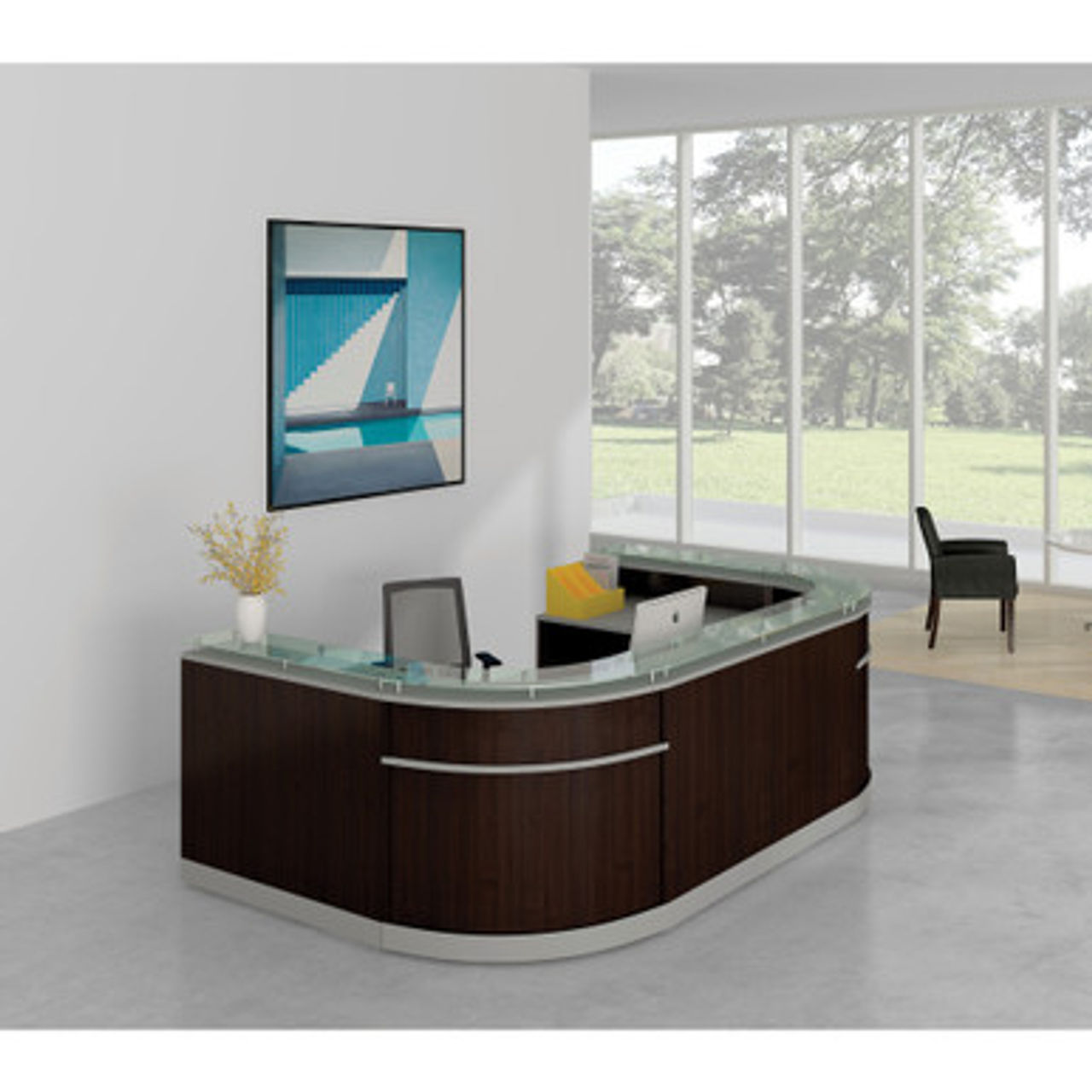 Cosmo Reception Desk | 126"W x 80"D