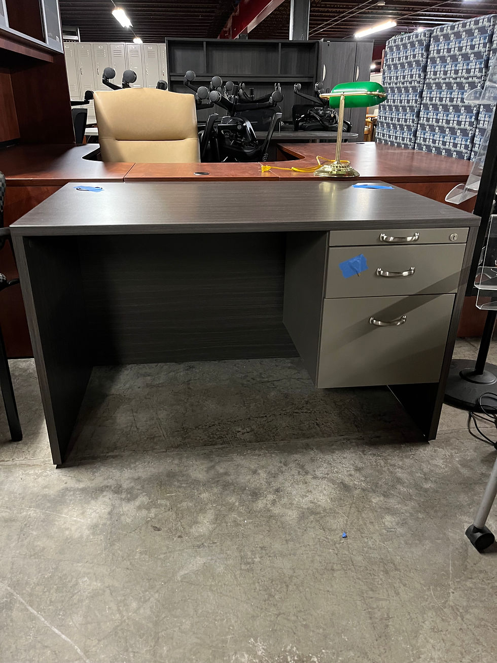 Thumbnail: #677, New Rectangular Desks w/ Used Pedestal | 48"W x 30"D