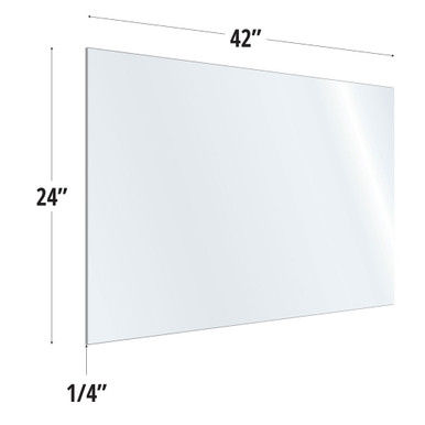 SafeGuard Barrier Clear Acrylic Screen w/ Square Edges | 42"W x 24"H