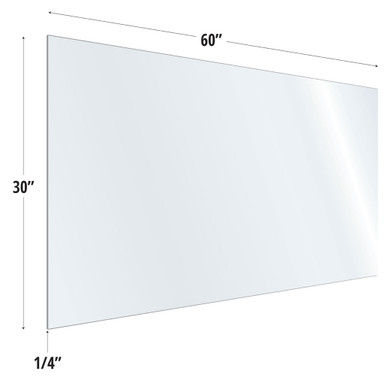 SafeGuard Barrier Clear Acrylic Screen w/ Square Edges | 60"W x 30"H