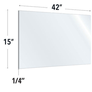 SafeGuard Barrier Clear Acrylic Screen w/ Rounded Edges | 42"W x 15"H