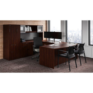 U-Shaped Desk w/ Hutch & Wardrobe | 95"W x 107"D
