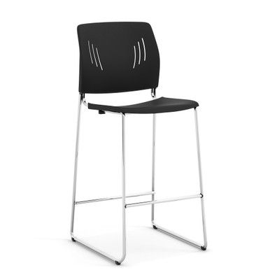 Rise Stool Polyurethane Stool w/ Footrest and Chrome Base