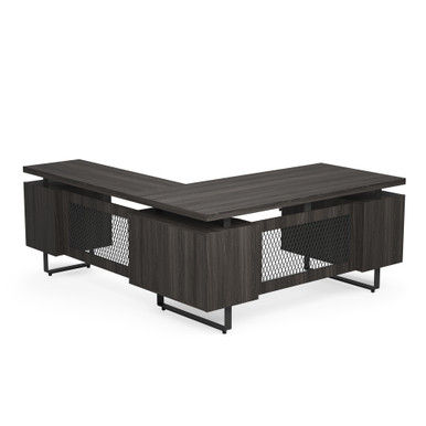 Palisades L Shape Double Pedestal Desk w/ Reversible Return | 66"W