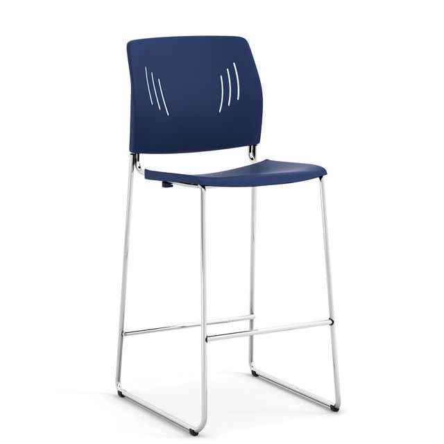 Thumbnail: Rise Polyurethane Stool, Footrest, Chrome Base