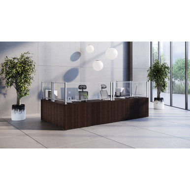 Borders II Reception Desk w/ Transaction Counter & Pedestal | 142"W x 71"D