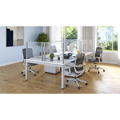 Borders II Multi-Person Workstation w/ Pedestal | 120"W x 60"D