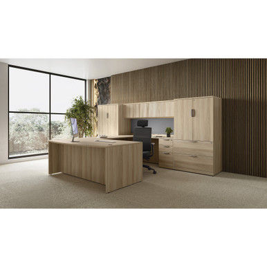 U-Shaped Desk w/ Hutch & Wardrobe | 106"W x 112"D - Style B