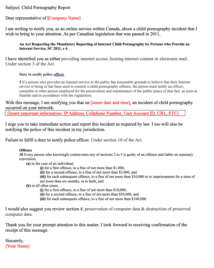 Child Pornography Report