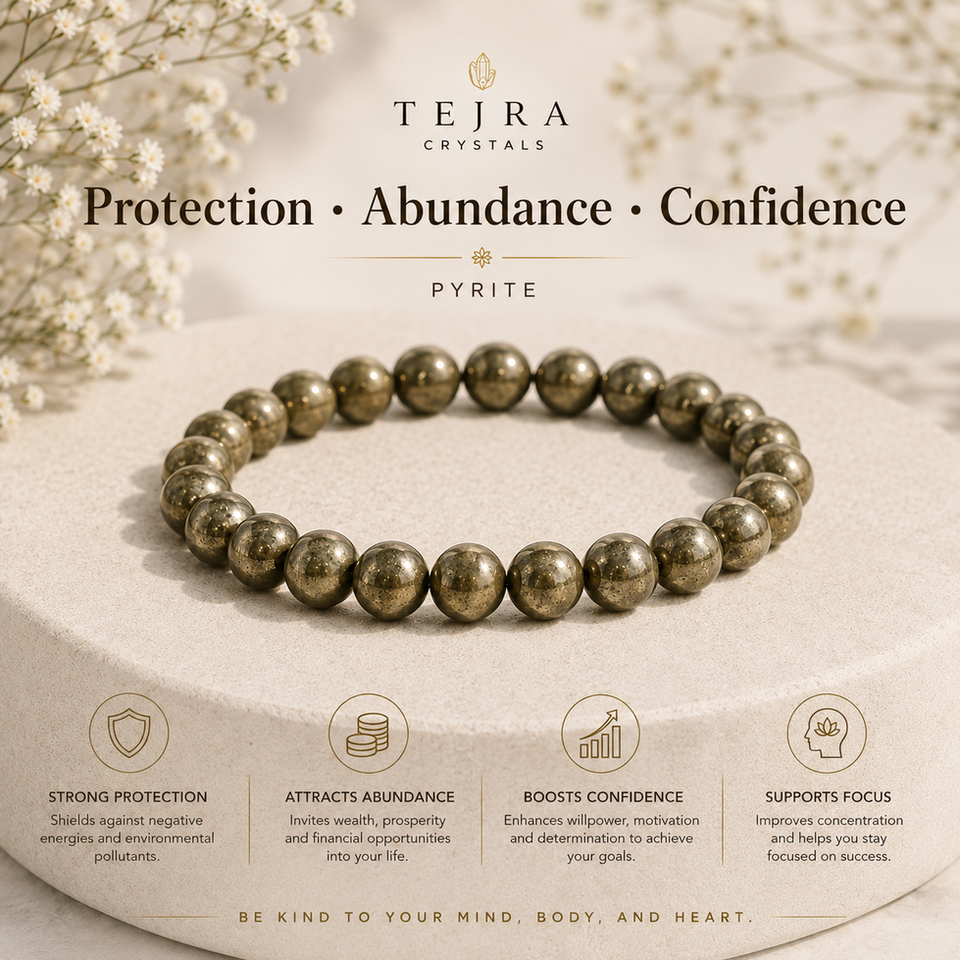 Natural Pyrite beaded bracelet with metallic lustre