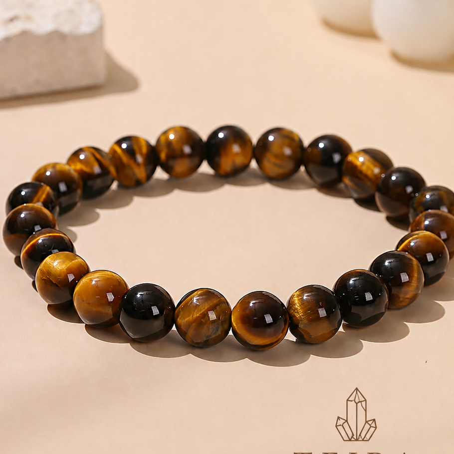 Tiger Eye golden banded beaded bracelet