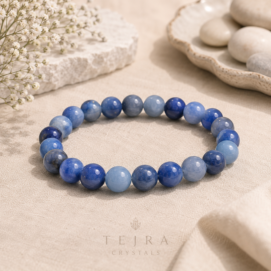 Natural Blue Aventurine beaded bracelet by Tejra Crystals