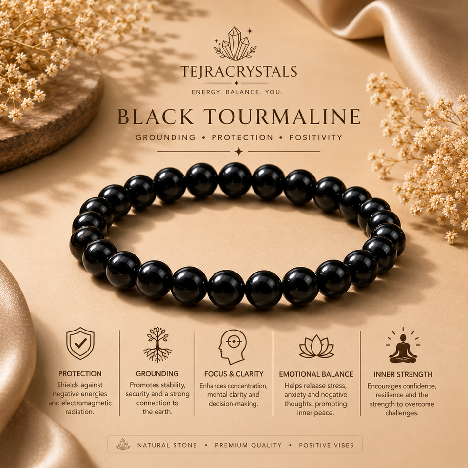 Black Tourmaline beaded bracelet, stone of protection and grounding