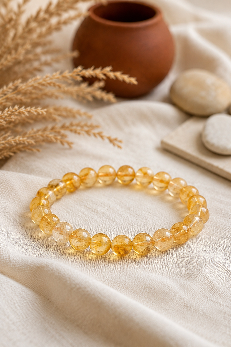 Natural unheated Citrine champagne-gold beaded bracelet