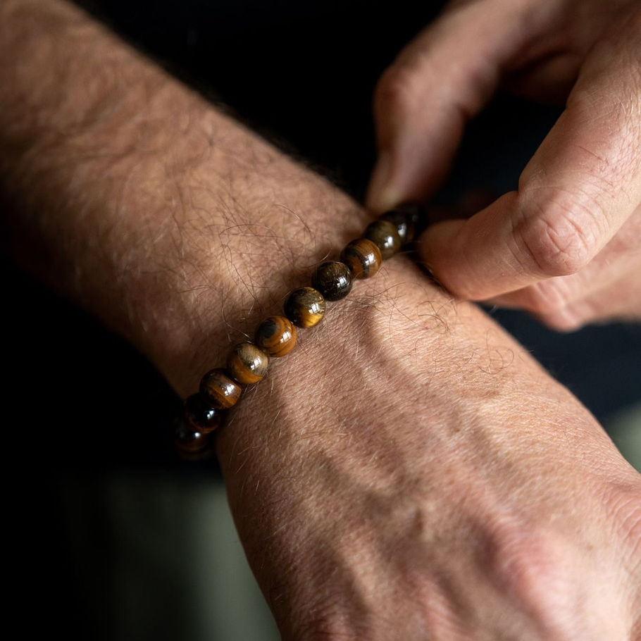 Tiger Eye golden banded beaded bracelet