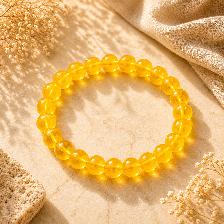 Heated Citrine honey-gold beaded bracelet