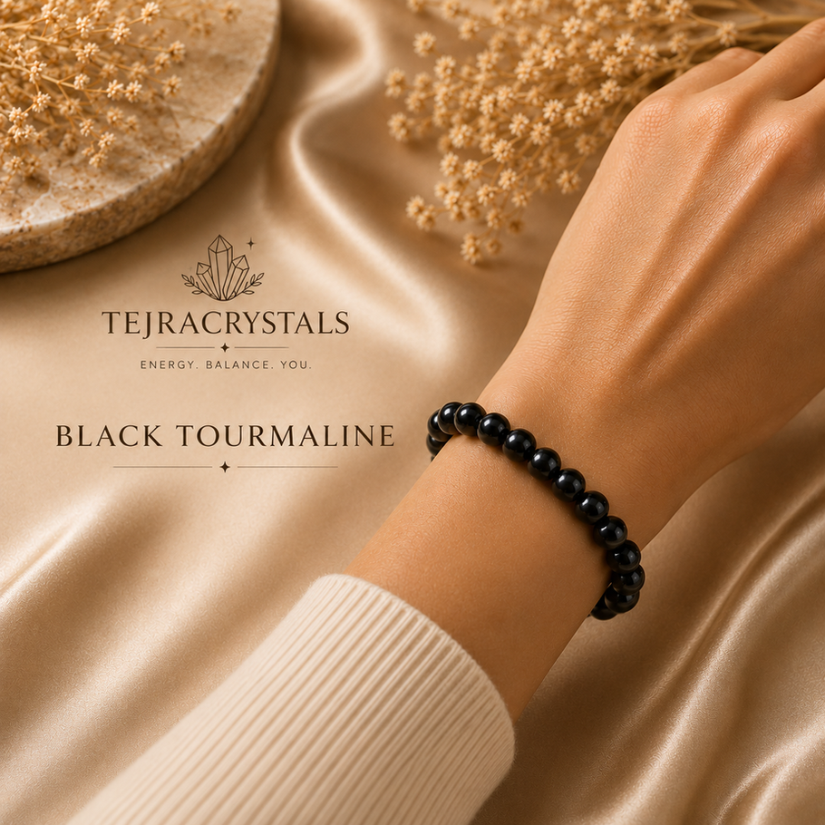 Black Tourmaline beaded bracelet, stone of protection and grounding