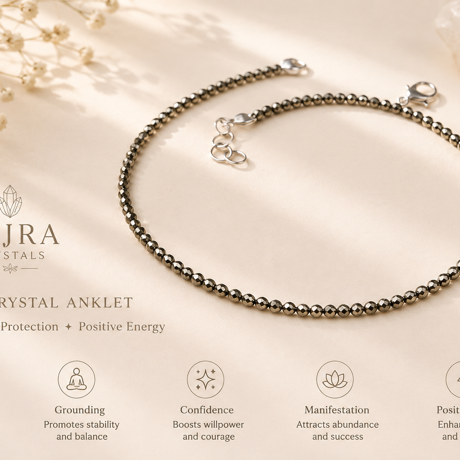 Raw Pyrite crystal anklet, stone of wealth and abundance