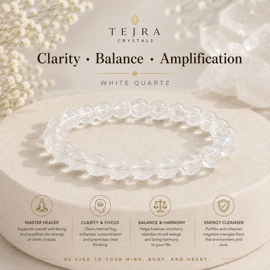 Clear Quartz Master Healer beaded bracelet
