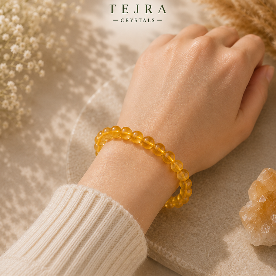 Heated Citrine honey-gold beaded bracelet