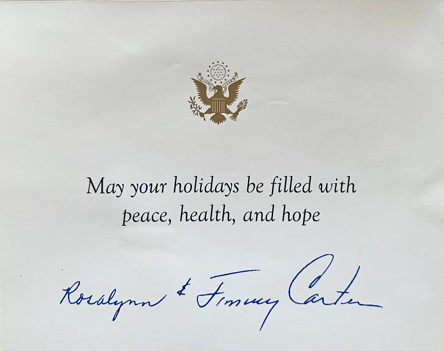 Happy Holidays card from President Carter and Rosalynn Carter to Olga Nesterova of ONEST Network