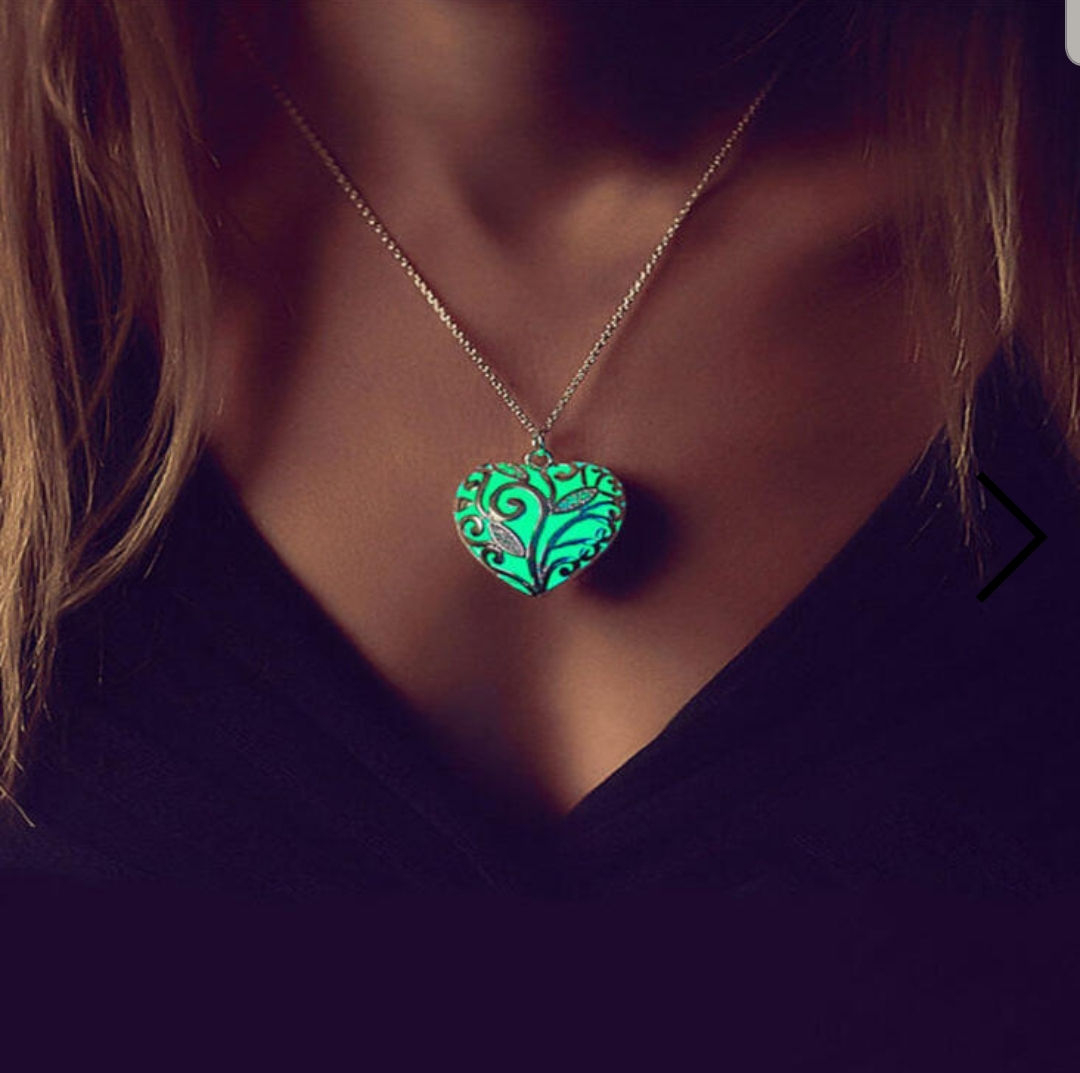 Luminous Glow In The Dark Heart Pendant Necklace