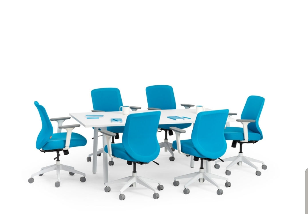 Series A Conference Table, White, 72x36", White Legs

