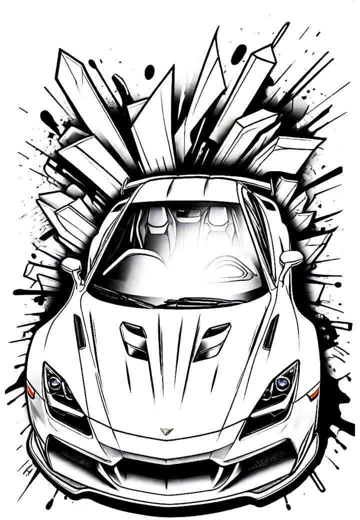 Coloring book for the creative riders. Images of Sports Car